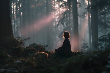 Fototapeta premium Being embraced by the quiet forest dawn fills the soul with serene gentle wonder.
