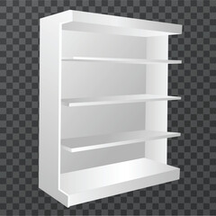 Empty white retail product display cabinet for gondola type product mockup © AKHMADFAIZUL