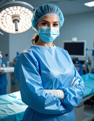 Femme m&eacute;decin dans un bloc op&eacute;ratoire