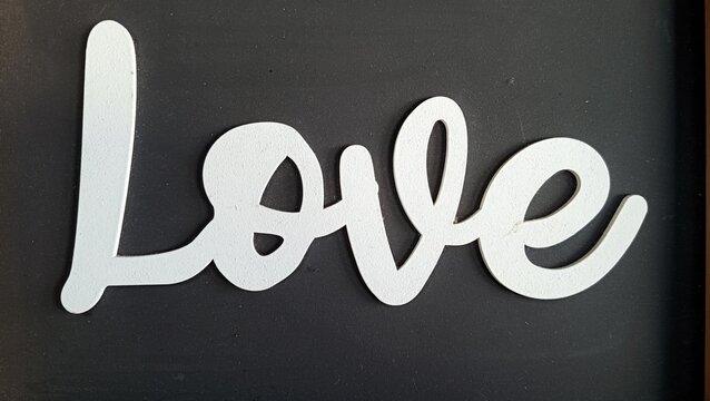 Rustic Love Wooden Sign on Black Board &ndash; Minimalist Romantic Home Decor Typography Wall Art
