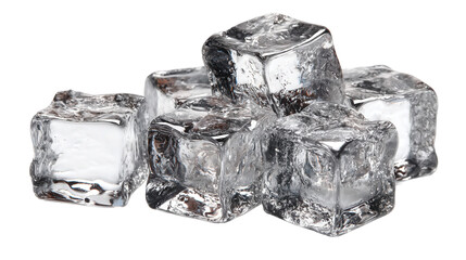 Stainless steel reusable ice cubes background isolated on a Transparent background, PNG file.