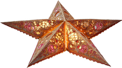 Star-shaped festival lantern background isolated on a Transparent background, PNG file.