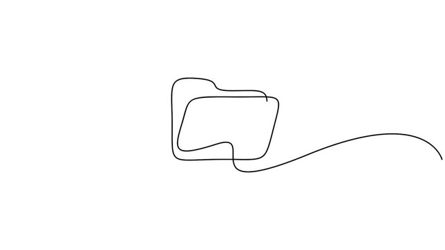 Self animated minimalist, continuous single-line drawing of a documents folder icon, One line art paperwork document folder vector illustration