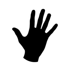 Obraz premium Black Silhouette of a Human Hand with Fingers Spread Open on White Background