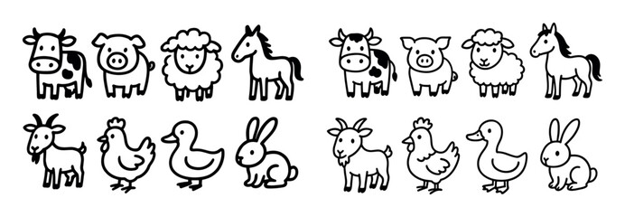 Obraz premium Farm Animal Icons
