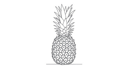 Pineapple outline drawing, tropical fruit sketch