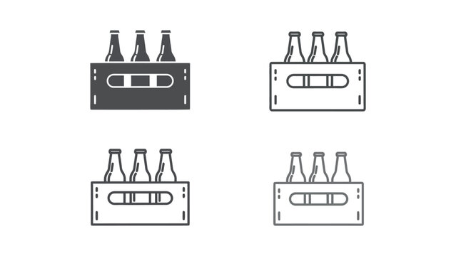 Set of four different styles representing a beverage carrier holding three bottles