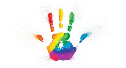 Rainbow Handprint on White Background