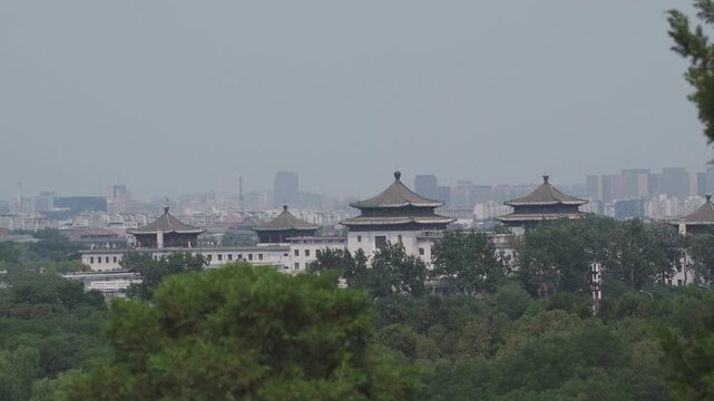 View of the white tower in Beihai Park in Beijing, China.