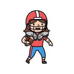 Fototapeta premium Cartoon American Football Player Running with Ball.