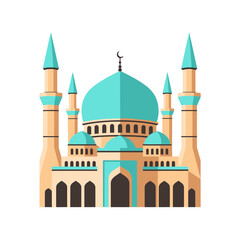 Fototapeta premium Mosque Building with Domes and Minarets.