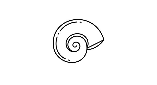Black and white snail shell drawing.