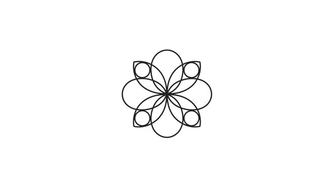 Black Floral Design Element on White.