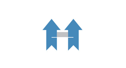 Fototapeta premium Blue arrows pointing up symbol.