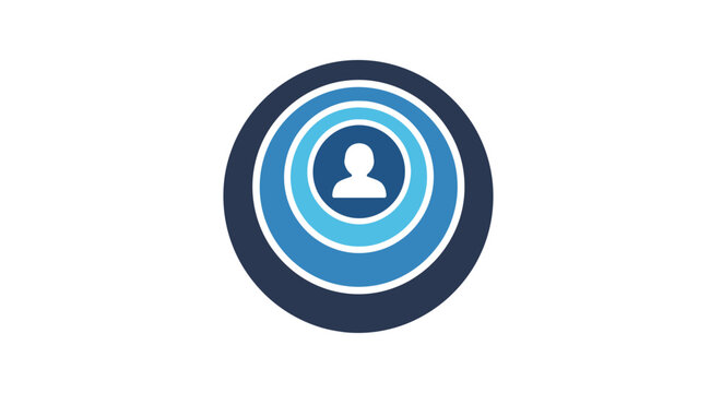 Blue Circles Icon with Person Silhouette.