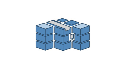 Fototapeta premium Stack of blue boxes with lock icon.