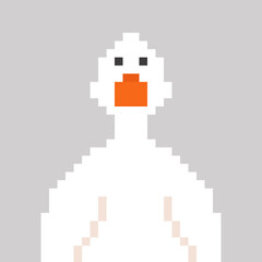Obraz premium Pixel art illustration of a cute duck in retro 8-bit style. Perfect for apps, games, stickers, children’s designs, and digital projects.