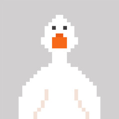 Pixel art vector illustration of a cute duck in retro 8 bit style. Pixelated character. Perfect for apps, games, stickers, children&rsquo;s designs, and digital projects.