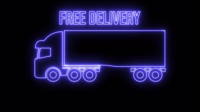 Free delivery service icon animated 4K video isolated on black background. Free shipping. 24 hour and fast delivery. 4K Video motion graphic animation	