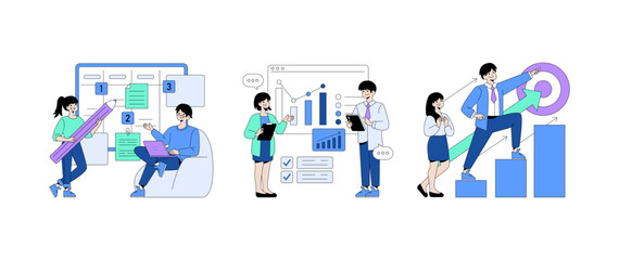 Fototapeta premium Business Team Planning and Strategy Vector Illustration