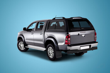 Rear view of a customized pick-up truck