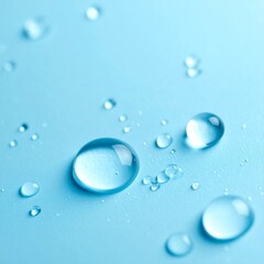 Water Droplets on Light Blue Background Macro Still Life Photography