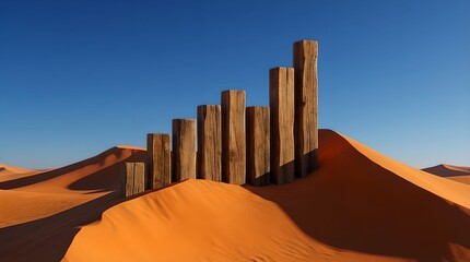 Desert Dunes Wooden Chart Business Expansion Concept