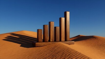 Desert Dunes Wooden Chart Business Expansion Concept