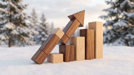 Winter Snow Business Growth Chart Ski Resort Theme