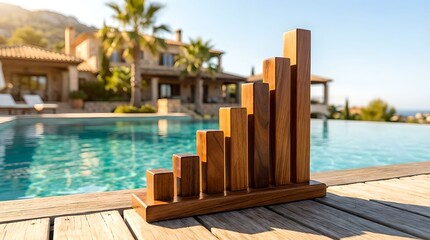 Luxury Poolside Wooden Graph for Real Estate Concept