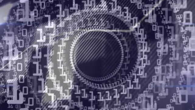 Angled beams sweeping in, starting core turning, pulsing, glyphs flowing out, showing data flow