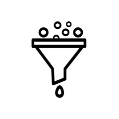 Funnel icon, Data filter symbol. Vector graphic, not Artificial Intelligence, logo illustration. Replaceable vector design.
