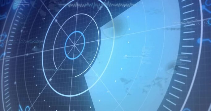 On sensor ping radar HUD sweeping clockwise with blue wedge revealing map glyphs for detection