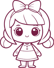 Kawaii Girl Coloring Page Illustration. Cute Kawaii Girl Character Coloring Page. Adorable Kawaii Girl Cartoon Coloring Page. Fun Kawaii Girl Activity Coloring Page. Kawaii Girl Fashion Coloring Page