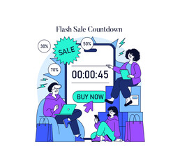 Obraz premium Animated Flash Sale Countdown with People Shopping