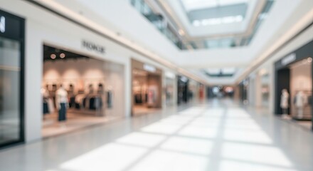 Fototapeta premium Dreamy Pastel Shopping Mall Interior with Abstract Retail Spaces and Soft Ambient Lighting Effects.