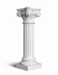 Obraz premium Classical White Stone Column Pillar Isolated on White Background with Shadows