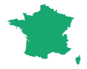 Fototapeta premium Map of France, sign silhouette. World Map Globe. Vector Illustration isolated on white background. Europe continent.