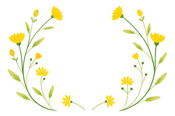 Fototapeta premium Botanical Frame Template with Hand Drawn Yellow Wildflowers