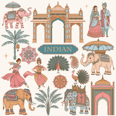 Indian wedding coloring design vector clipart bundle 