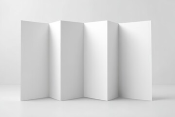 Naklejka premium Vertical double-gate fold brochure mockup on white background with four panels per side and eight blank pages