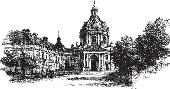 Palace of Versailles, Versailles, France illustration on a white background. This vector illustration can be used in any size you like for advertising, logos, and other work.