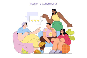 Group Discussion in Casual Setting Vector Illustration
