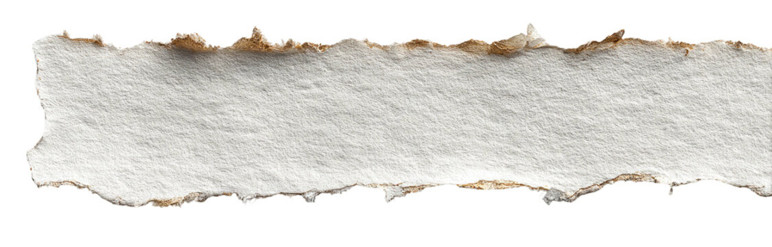 Torn piece of textured white paper with burnt edges against a black background