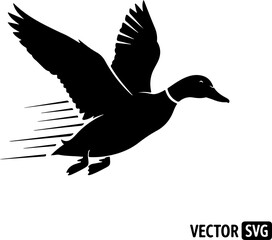 Obraz premium Graceful duck landing silhouette vector illustration