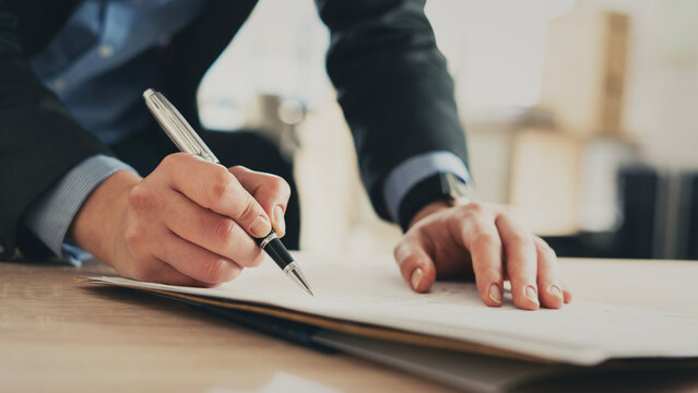 Signing documents in the office
