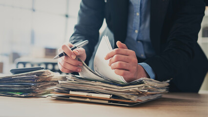 Working on documents and files in the office