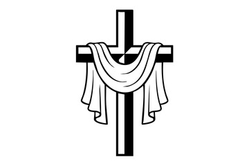 Black Christian Cross with White Cloth: Symbol of Resurrection and Sacred Faith