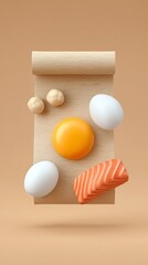 High protein recipe card concept, A visually appealing display of fresh ingredients on a table.