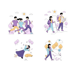 Outdoor Activities Vector Illustration Showing Active Lifestyles
